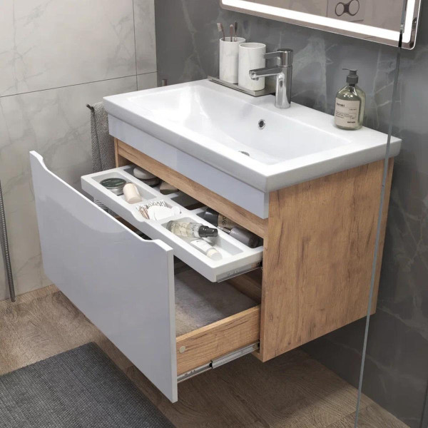 Тумба под раковину подвесная VIGO Grani 166 дуб золотой, 80 см. Фото 4