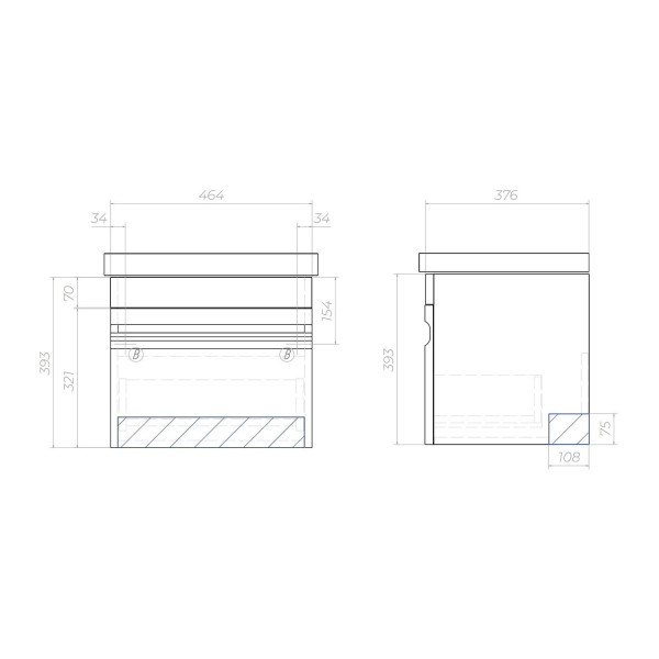 Тумба под раковину подвесная VIGO Holly tp.HOL.FOS.50.1Y, 50 см. Фото 2