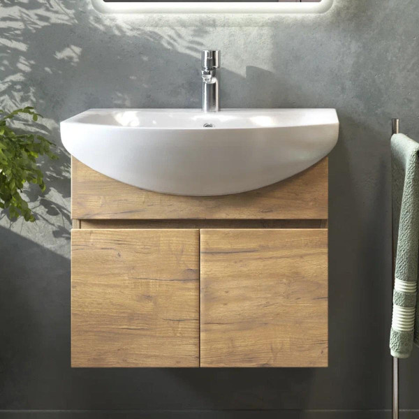 Тумба под раковину подвесная VIGO Wing tp.WIN.BAL.60.2D дуб золотой, 60 см. Фото 3