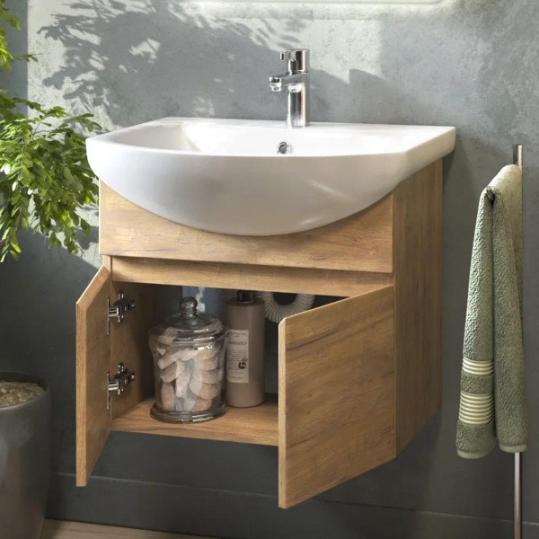 Тумба под раковину подвесная VIGO Wing tp.WIN.BAL.60.2D дуб золотой, 60 см. Фото 4