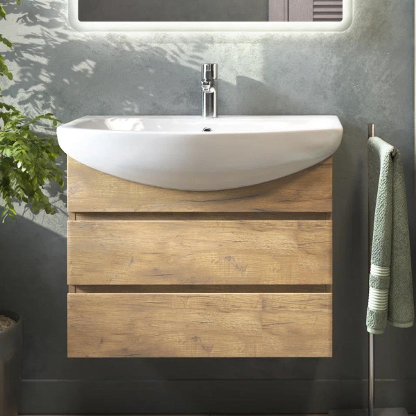 Тумба под раковину подвесная VIGO Wing tp.WIN.BAL.60.2Y дуб золотой, 60 см. Фото 3