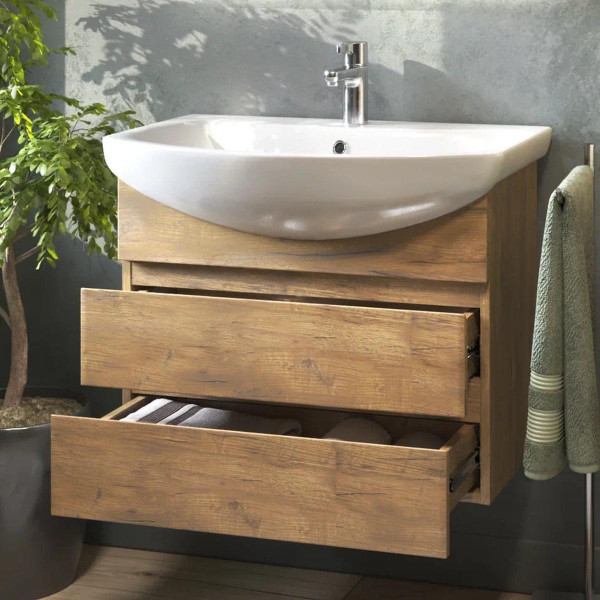 Тумба под раковину подвесная VIGO Wing tp.WIN.BAL.60.2Y дуб золотой, 60 см. Фото 4