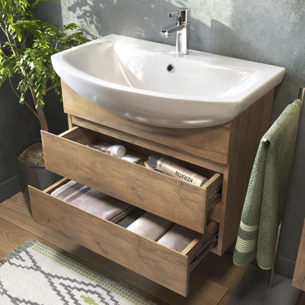 Тумба под раковину подвесная VIGO Wing tp.WIN.BAL.70.2Y дуб золотой, 70 см. Фото 4