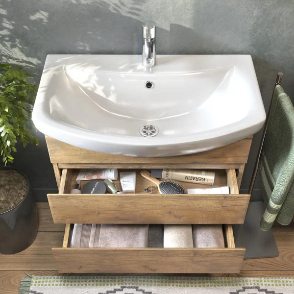 Тумба под раковину подвесная VIGO Wing tp.WIN.BAL.70.2Y дуб золотой, 70 см. Фото 5