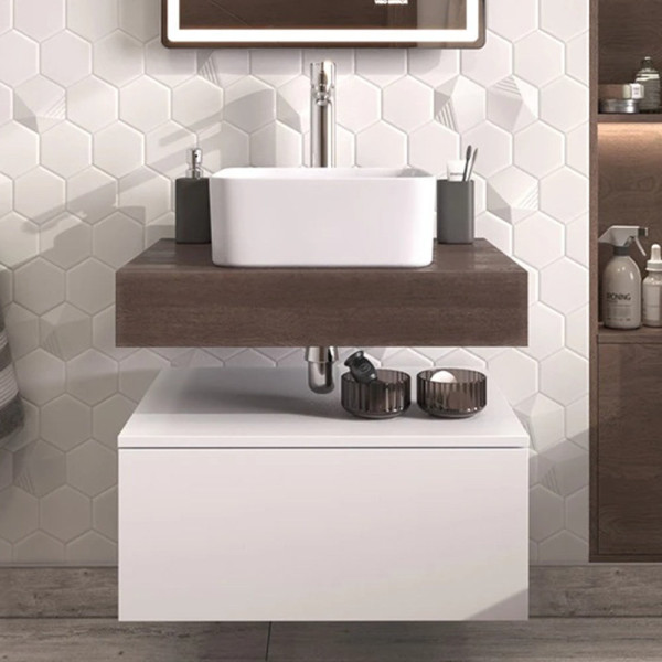 Тумба подвесная без столешницы Velvex Unit tp.UNI.50.1Y белый глянец, 50 см. Фото 1