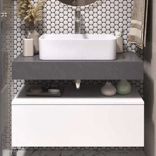 Тумба подвесная без столешницы Velvex Unit tp.UNI.80.1Y белый глянец, 80 см. Фото 1