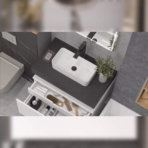 Тумба подвесная без столешницы Velvex Unit tp.UNI.80.1Y белый глянец, 80 см. Фото 4