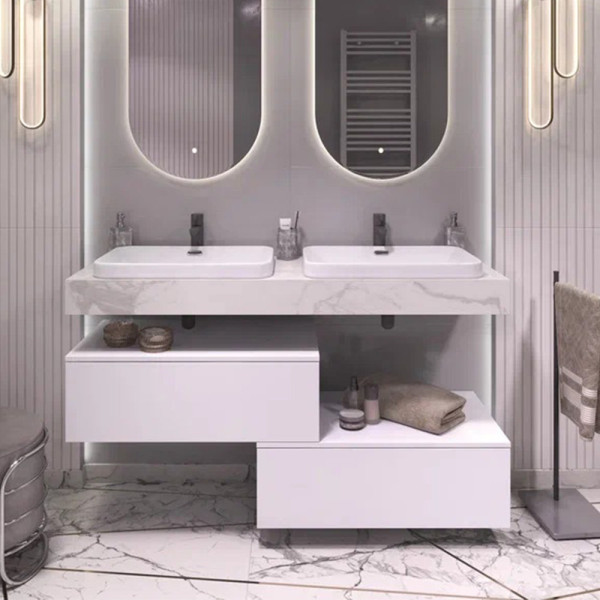 Тумба подвесная без столешницы Velvex Unit tp.UNI.80.1Y белый матовый, 80 см. Фото 1