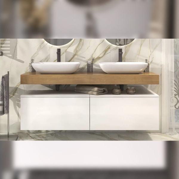 Тумба подвесная без столешницы Velvex Unit tp.UNI.80.2Y белый глянец, 80 см. Фото 4