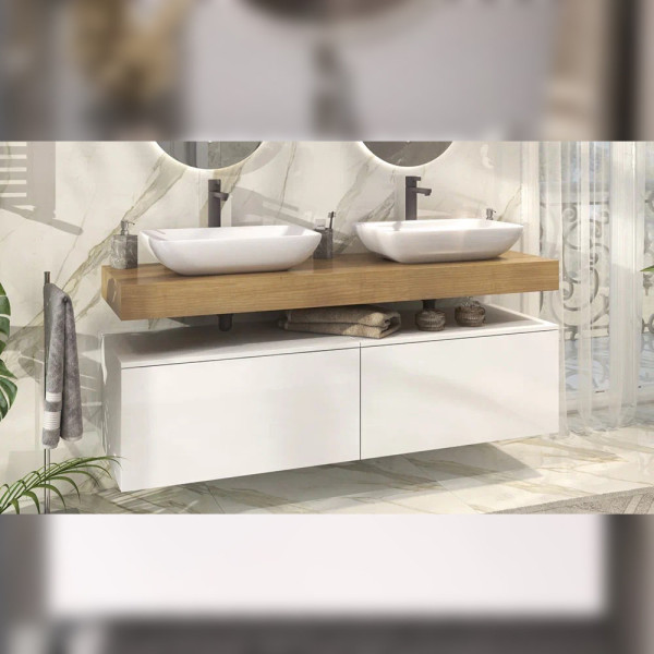 Тумба подвесная без столешницы Velvex Unit tp.UNI.80.2Y белый глянец, 80 см. Фото 5