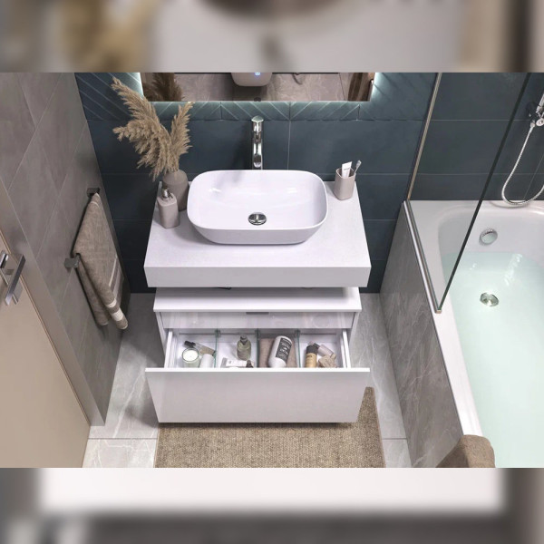 Тумба подвесная без столешницы Velvex Unit tp.UNI.80.2Y белый матовый, 80 см. Фото 4