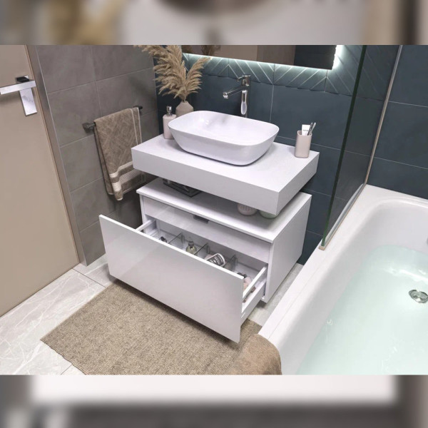 Тумба подвесная без столешницы Velvex Unit tp.UNI.80.2Y белый матовый, 80 см. Фото 5