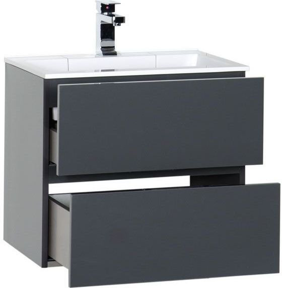 Тумба с раковиной Aquanet Алвита 60 серый антрацит. Фото 1