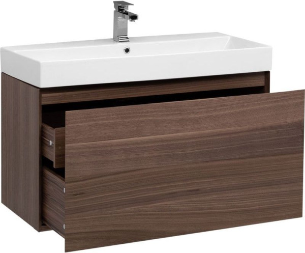 Тумба с раковиной Aquanet Нью-Йорк 100 орех. Фото 1