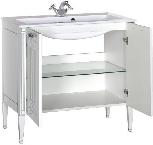 Тумба с раковиной Aquanet Паола 90 белый/серебро (литьевой мрамор). Фото 1