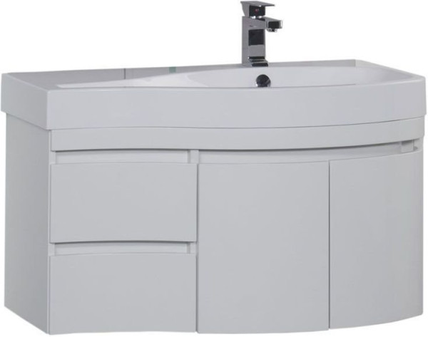 Тумба с раковиной Aquanet Сопрано 95 R белый (2 дверцы 2 ящика). Фото 1