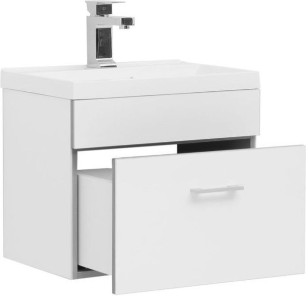 Тумба с раковиной Aquanet Верона 50 белый (подвесная 1 ящик). Фото 1