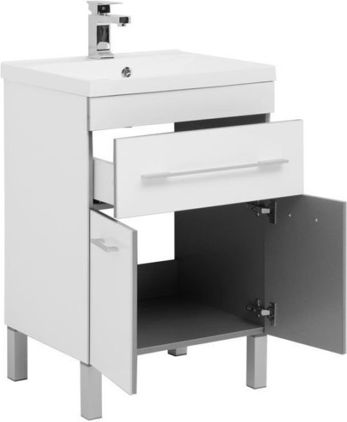 Тумба с раковиной Aquanet Верона 58 белый (напольная 1 ящик 2 дверцы). Фото 1