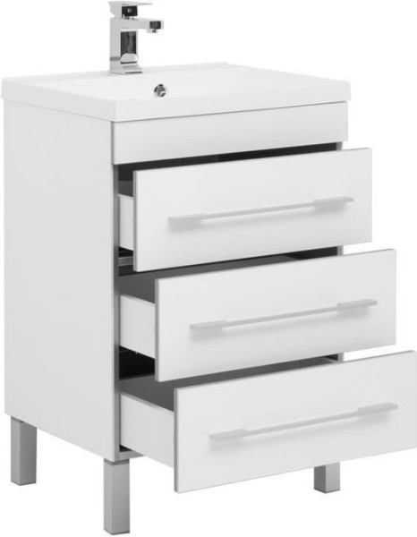 Тумба с раковиной Aquanet Верона 58 белый (напольная 3 ящика). Фото 1