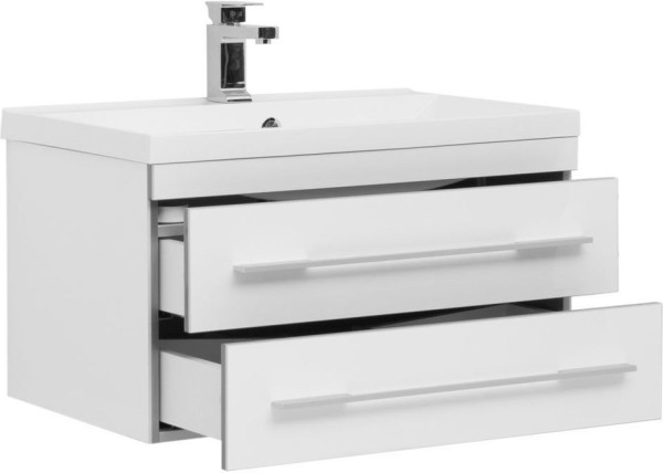 Тумба с раковиной Aquanet Верона 75 белый (подвесная 2 ящика). Фото 1