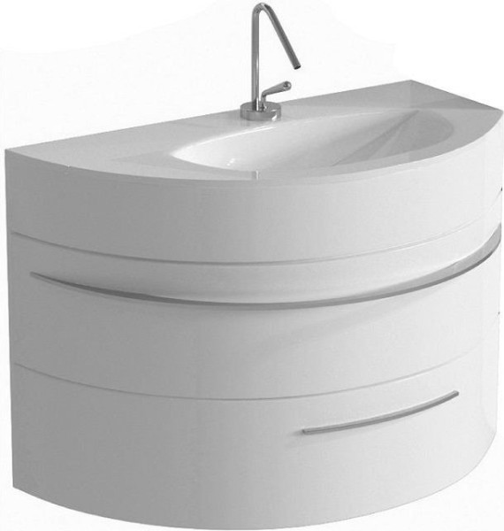 Тумба с раковиной De Aqua Эскалада 100 R белый, подвесная с ручкой. Фото 1