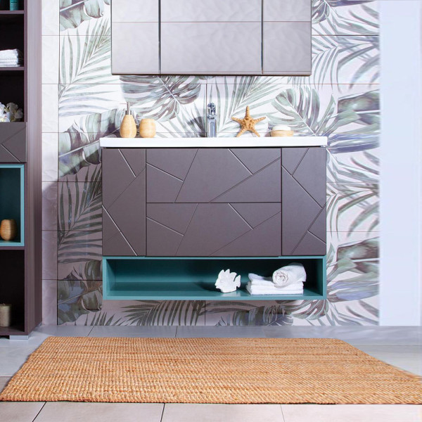 Тумба с раковиной и нишей Бриклаер КРИСТАЛЛ 100, графит/муссон. Фото 1