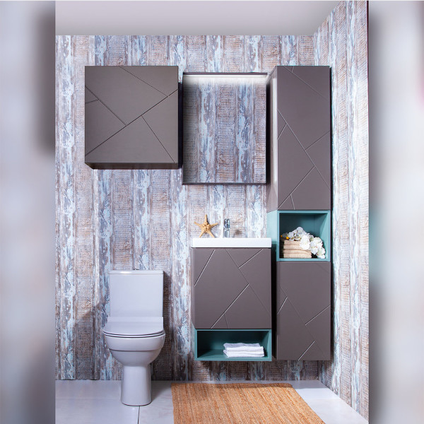 Тумба с раковиной и нишей Бриклаер КРИСТАЛЛ 50, графит/муссон. Фото 4