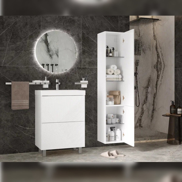 Тумба с раковиной напольная Velvex Edge tn.EDG.9696.60.2Y белый глянец, 60 см. Фото 3