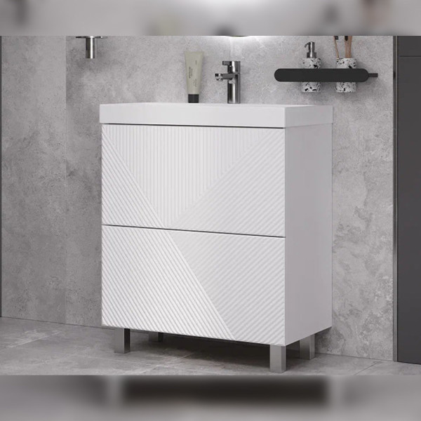 Тумба с раковиной напольная Velvex Edge tn.EDG.9696.70.2Y белый глянец, 70 см. Фото 4