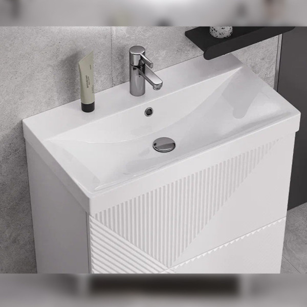 Тумба с раковиной напольная Velvex Edge tn.EDG.9696.70.2Y белый глянец, 70 см. Фото 5