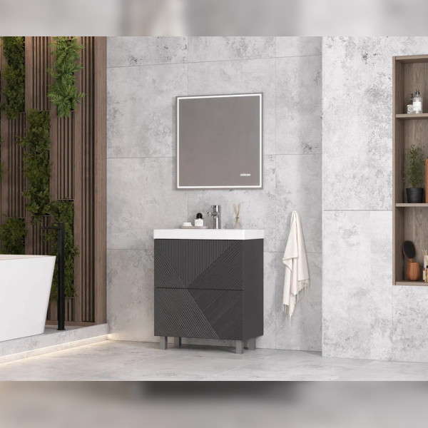 Тумба с раковиной напольная Velvex Edge tn.EDG.9696.70.2Y графит, 70 см. Фото 3