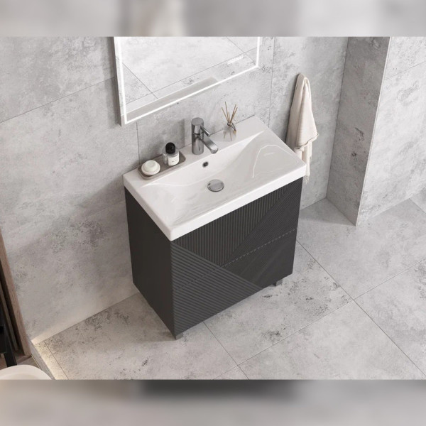 Тумба с раковиной напольная Velvex Edge tn.EDG.9696.70.2Y графит, 70 см. Фото 5