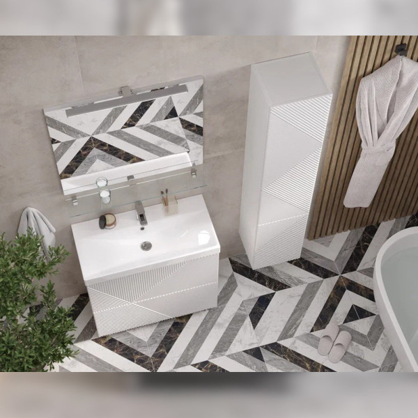 Тумба с раковиной напольная Velvex Edge tn.EDG.9696.80.2Y белый глянец, 80 см. Фото 4