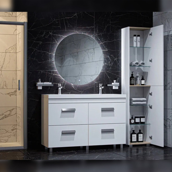 Тумба с раковиной напольная Velvex Orlando tn.ORL.CLA.120.4Y белый матовый, 120 см. Фото 3