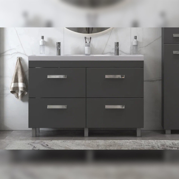 Тумба с раковиной напольная Velvex Orlando tn.ORL.CLA.120.4Y графит, 120 см. Фото 5