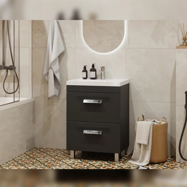 Тумба с раковиной напольная Velvex Orlando tn.ORL.CLA.60.2Y графит, 60 см. Фото 5