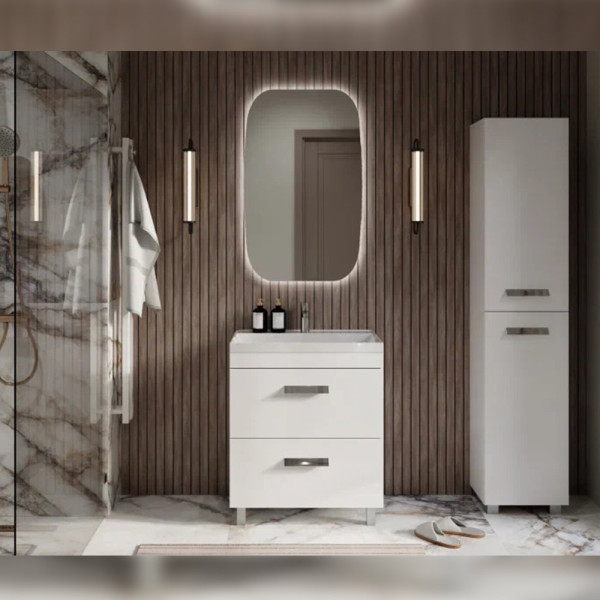 Тумба с раковиной напольная Velvex Orlando tn.ORL.CLA.70.2Y белый матовый, 70 см. Фото 3