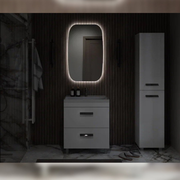 Тумба с раковиной напольная Velvex Orlando tn.ORL.CLA.70.2Y белый матовый, 70 см. Фото 5