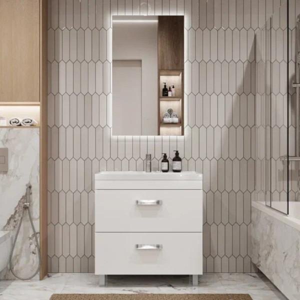 Тумба с раковиной напольная Velvex Orlando tn.ORL.CLA.80.2Y белый матовый, 80 см. Фото 4