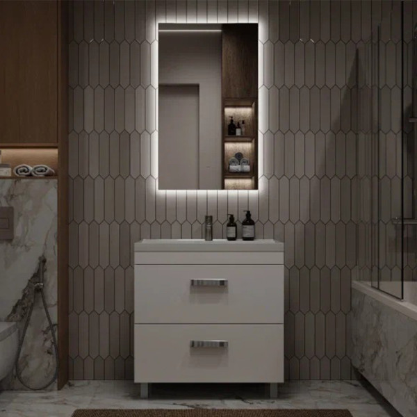 Тумба с раковиной напольная Velvex Orlando tn.ORL.CLA.80.2Y белый матовый, 80 см. Фото 5