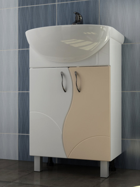 Тумба с раковиной напольная VIGO Alessandro tn.ALE.UYU.55.2D беж, 55 см. Фото 5