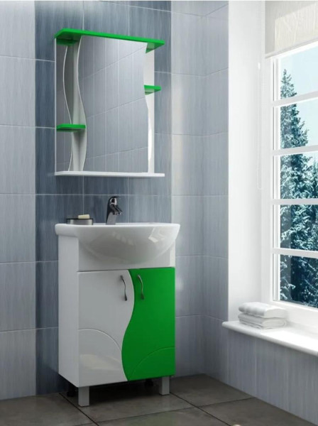 Тумба с раковиной напольная VIGO Alessandro tn.ALE.UYU.55.2D зел, 55 см. Фото 3