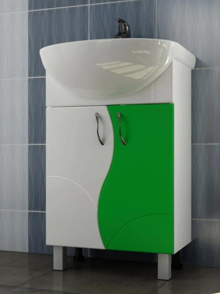 Тумба с раковиной напольная VIGO Alessandro tn.ALE.UYU.55.2D зел, 55 см. Фото 5