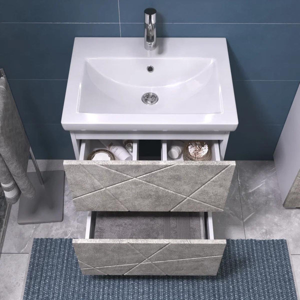 Тумба с раковиной напольная VIGO Geometry 015 бетон, 60 см. Фото 5