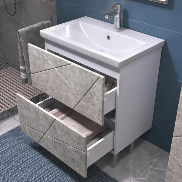 Тумба с раковиной напольная VIGO Geometry 016 бетон, 70 см. Фото 4