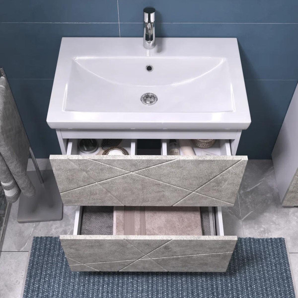 Тумба с раковиной напольная VIGO Geometry 016 бетон, 70 см. Фото 5