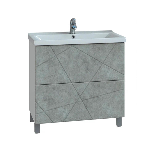 Тумба с раковиной напольная VIGO Geometry 025 бетон, 80 см. Фото 1