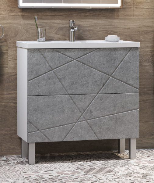 Тумба с раковиной напольная VIGO Geometry tn.GEO.9696.80.2Y бетон, 80 см. Фото 3