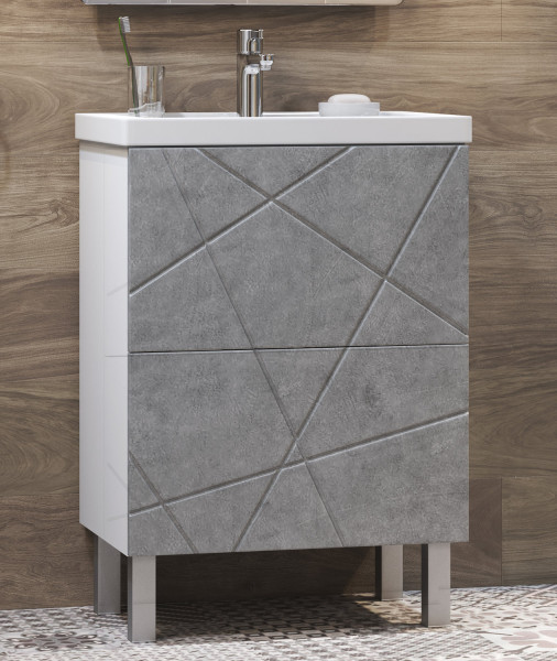Тумба с раковиной напольная VIGO Geometry tn.GEO.FOS.50.2Y бетон, 50 см. Фото 3