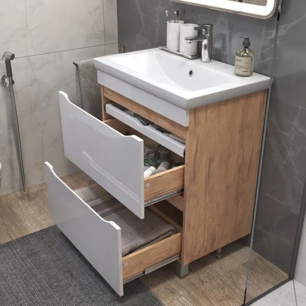 Тумба с раковиной напольная VIGO Grani 202 дуб золотой, 70 см. Фото 4